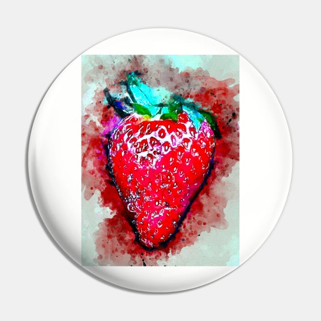 Watercolor Strawberry Pin by danieljanda