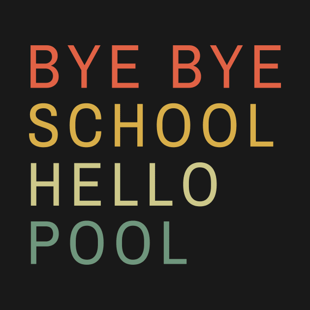 Bye bye school hello pool minimalistic retro sunset by AllPrintsAndArt