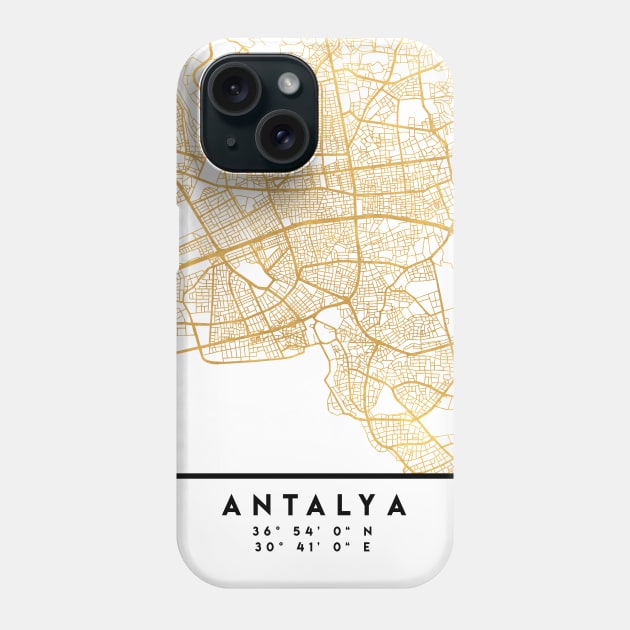 ANTALYA TURKEY CITY STREET MAP ART Phone Case by deificusArt