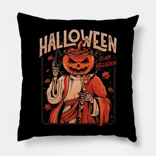 Halloween Is My Religion - Pumpkin Skull Gift Pillow