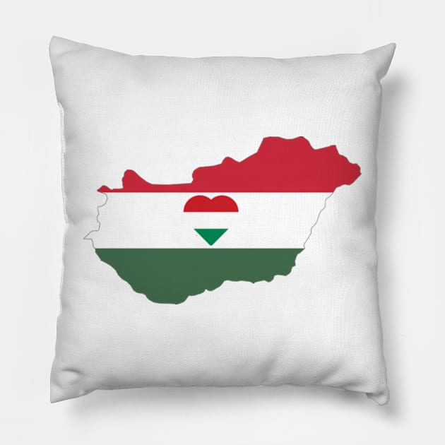 Hungary in the heart Pillow by cartography