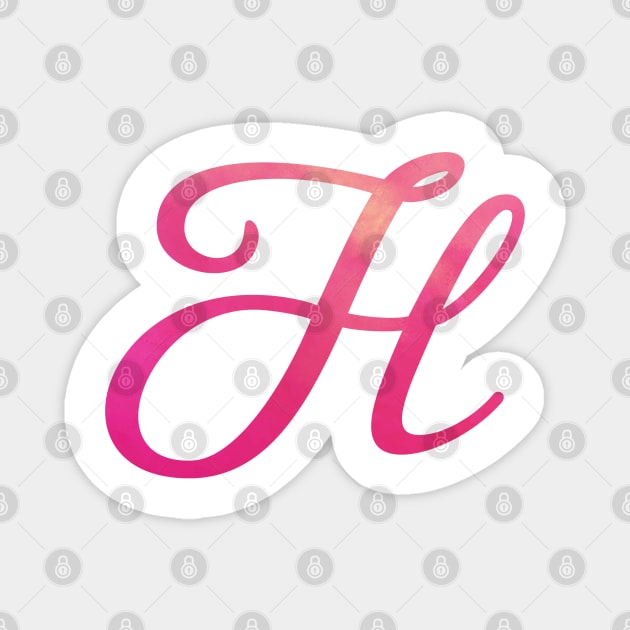 Letter H Monogram, Pink Color Personalized Design Magnet by Star58