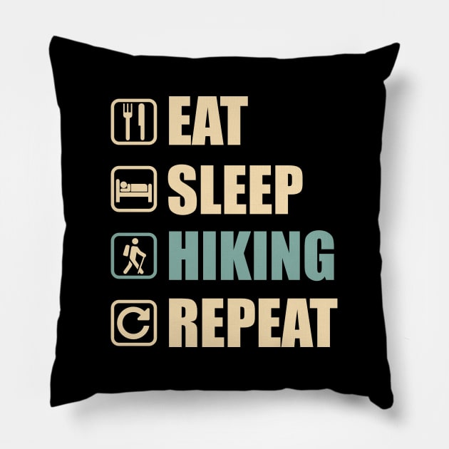 Eat Sleep Hiking Repeat - Funny Hiking Lovers Gift Pillow by DnB