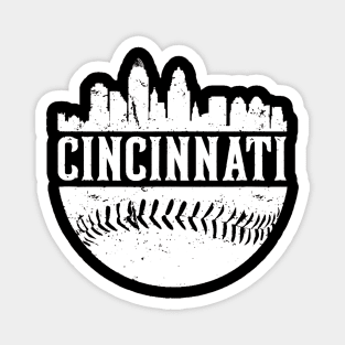 Cincinnati Ohio City Skyline Baseball Magnet