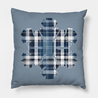 Ice Blue Plaid Snowflake Pillow