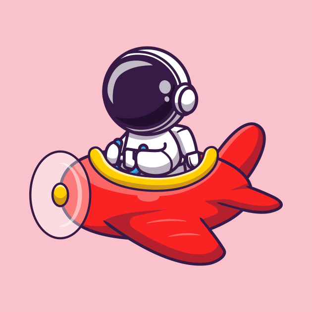 Cute Astronaut Driving Plane Cartoon by Catalyst Labs