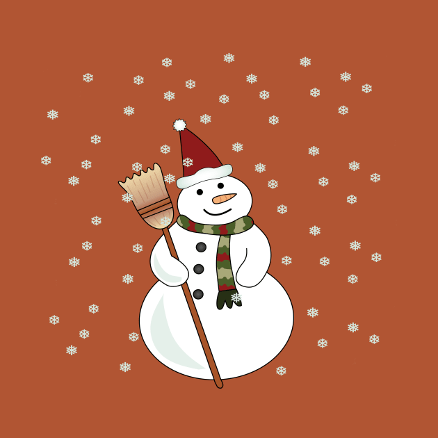 Christmas Snowman with Snowflakes by WarriorWoman