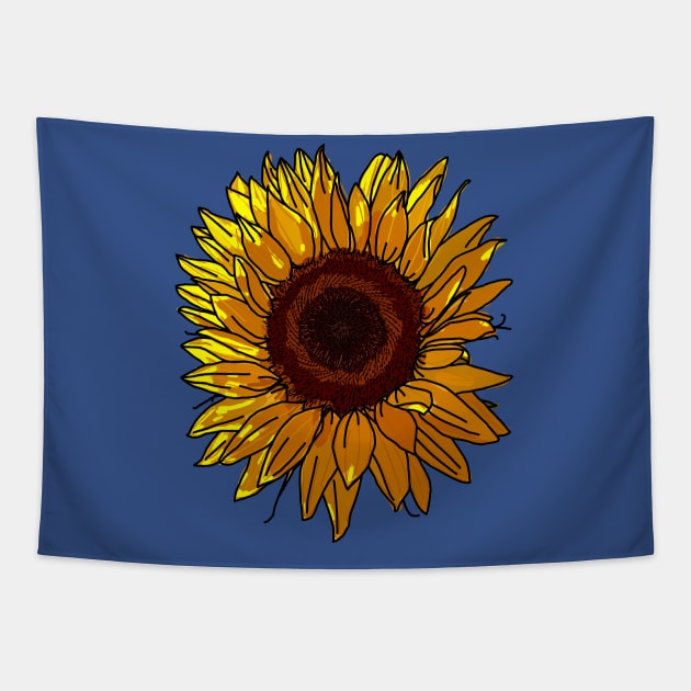 Summer Sunflower Floral Art Tapestry by ellenhenryart