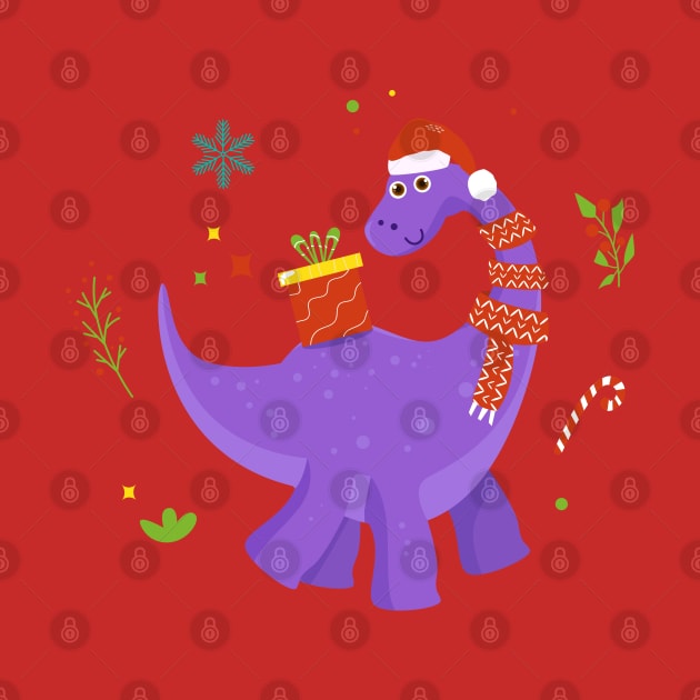 Funny Christmas Dinosaur by Messy Nessie