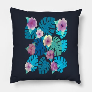 Cool Violet-Indigo Tropical Pillow