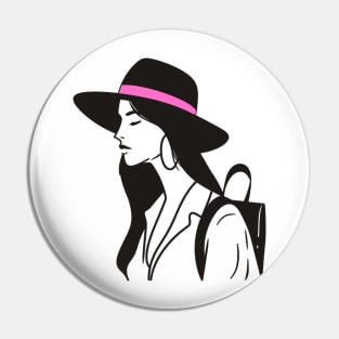 Stylish Travel Girl Pin