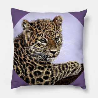 Amur leopard cub Pillow