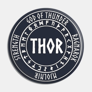 Thor Norse God with Runes God of Thunder Pin