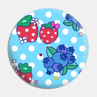 Strawberries and Blueberries Polk-a-dot Pattern Pin