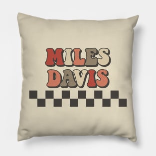 Miles Davis Checkered Retro Groovy Style Pillow