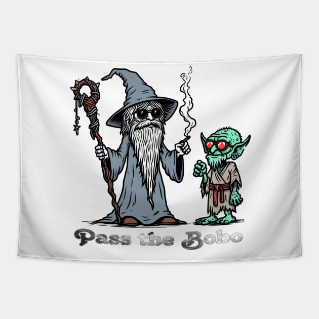 Pass the bobo Tapestry by The Baked Wizard 