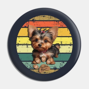 Yorkie Mom Retro Design Cute Yorkshire Terrier Pin