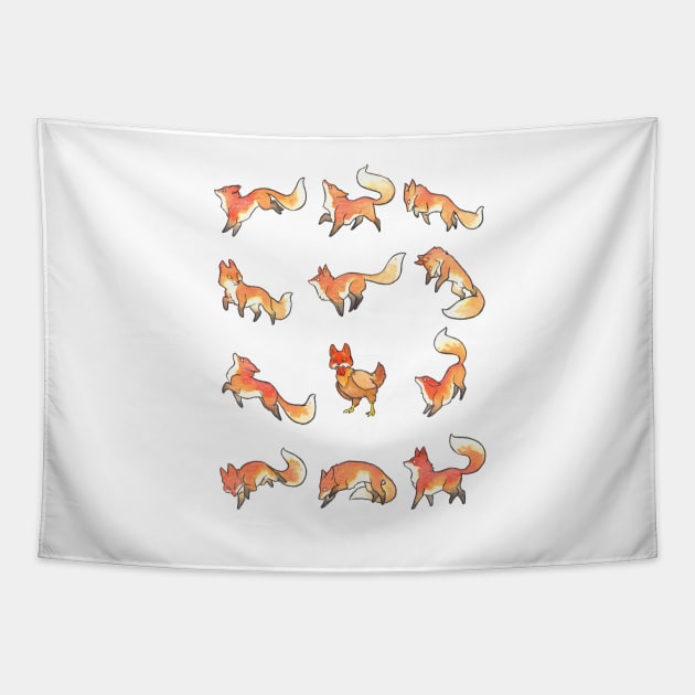 Hen in the Fox House Tapestry by charamath