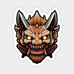 Traditional Japanese Oni Mask | Samurai Mask | Cyberpunk Mask | 0001 Magnet