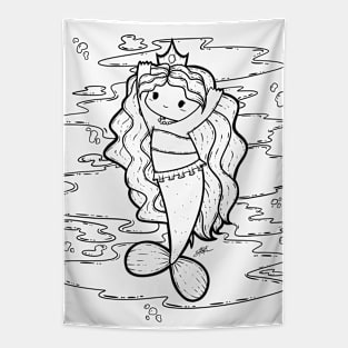 Cute Mermaid Illustration Tapestry