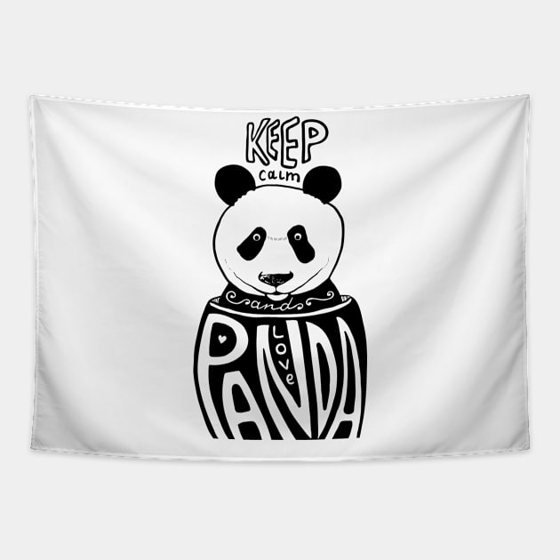 keep calm and love panda Tapestry by Mako Design 