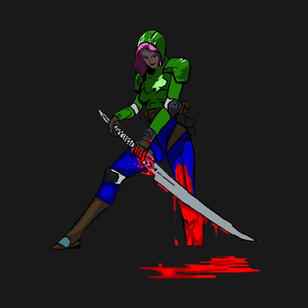 Zombie Fighting Female Warrior by DravenWaylon