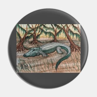 Alligator lurking in the swamp Pin