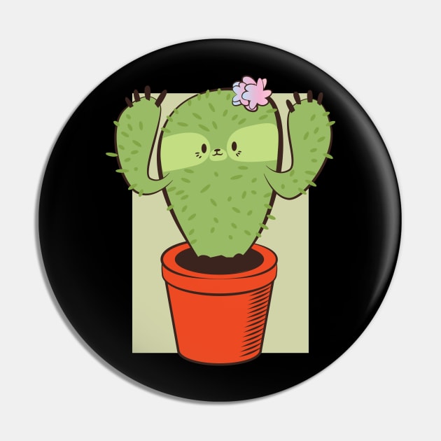 Cactus Sloth Tshirt Gift Pin by avshirtnation