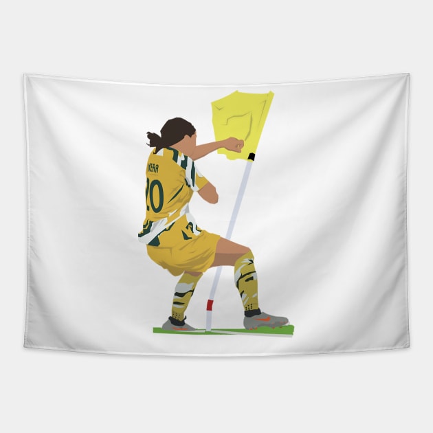 Sam Kerr Corner flag celebration Tapestry by Hevding