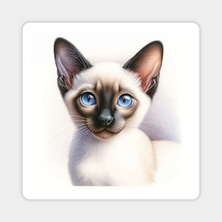 Siamese Cat Watercolor Kitten - Cute Kitties Magnet