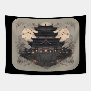 Old Mysterious Japanese Castle Tapestry