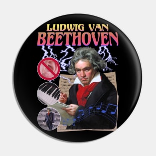 BEETHOVEN RAP TEE Ludwig Van Beethoven Cool Vintage Retro 90's Graphic Classical Composer Band T-Shirt Pin