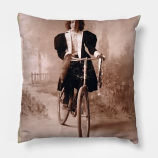 Young Boy on Bicycle Pillow