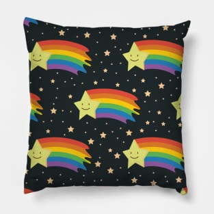 Shooting star with rainbow trail design Pillow