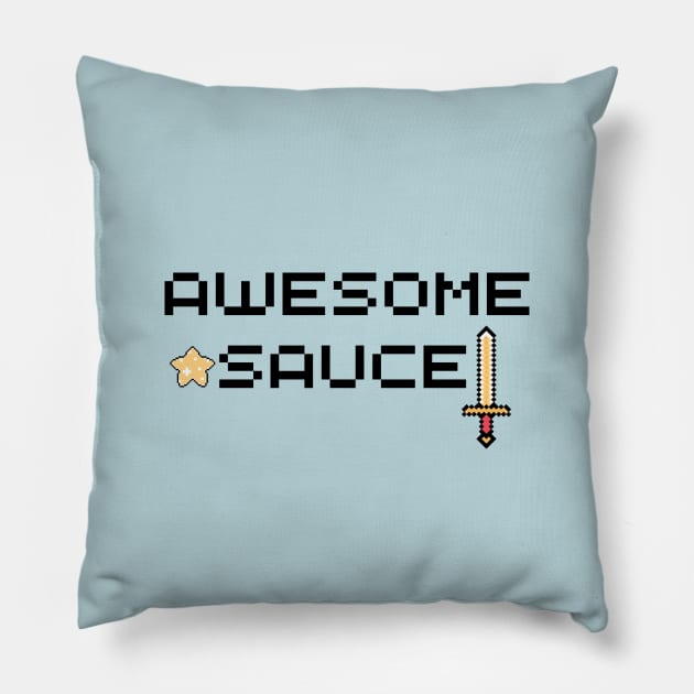 Awesome Sauce Pixel Art Light Background Pillow by Random Prints