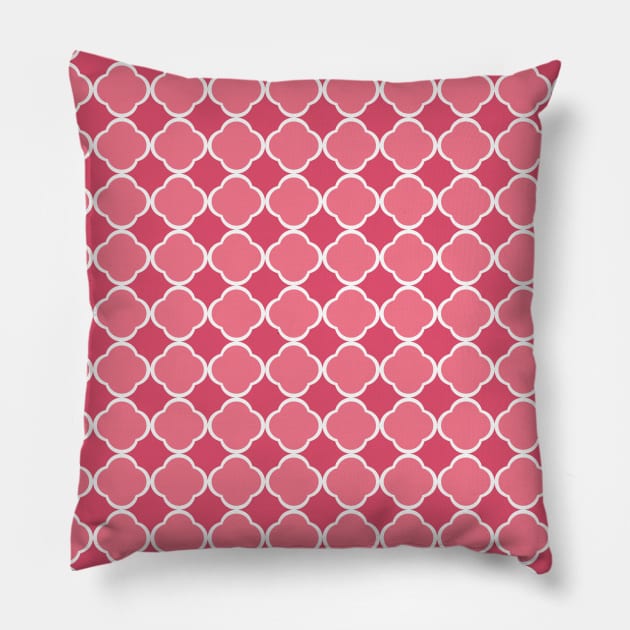 Pink quatrefoil geometric pattern.Shades of color Pillow by artBIU