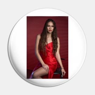 Glamour of a lady in red dress Pin