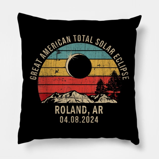 Roland AR Arkansas Total Solar Eclipse 2024 Pillow by mayamaternity