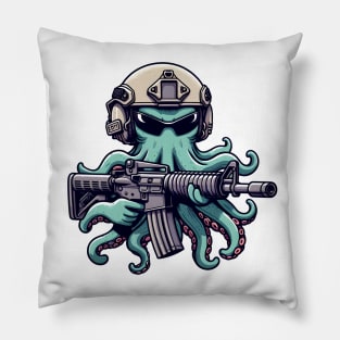 Tactical Octopus Adventure Tee: Where Intelligence Meets Style Pillow
