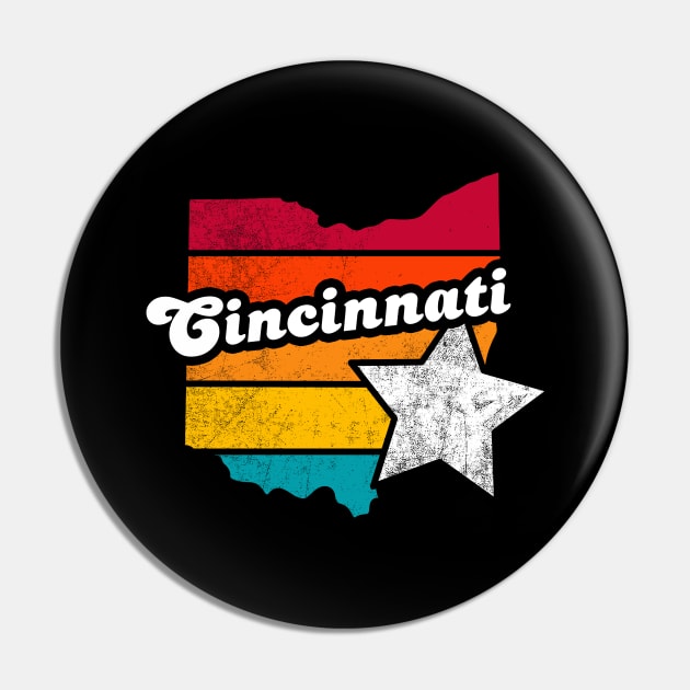 Cincinnati Ohio Vintage Distressed Souvenir Pin by NickDezArts