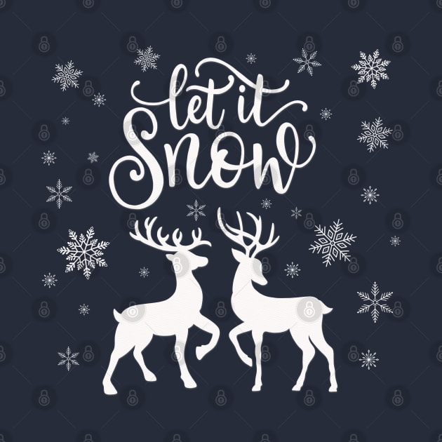 Let it snow with deer and snowflakes by CalliLetters