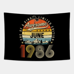 Awesome Since June 1986 Vintage 37th Birthday Tapestry