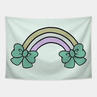 Bow Rainbow In Blue Tapestry