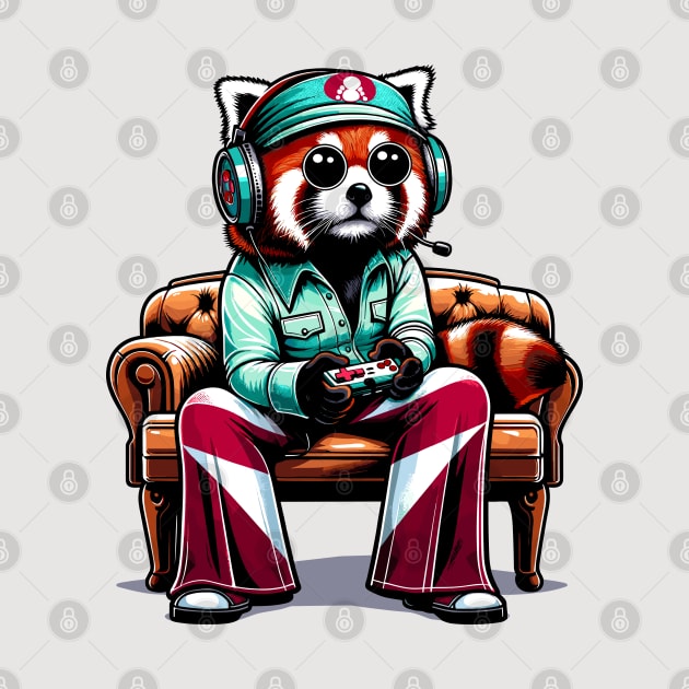 Red Panda gamer - Retro Gaming Bliss by TimeWarpWildlife