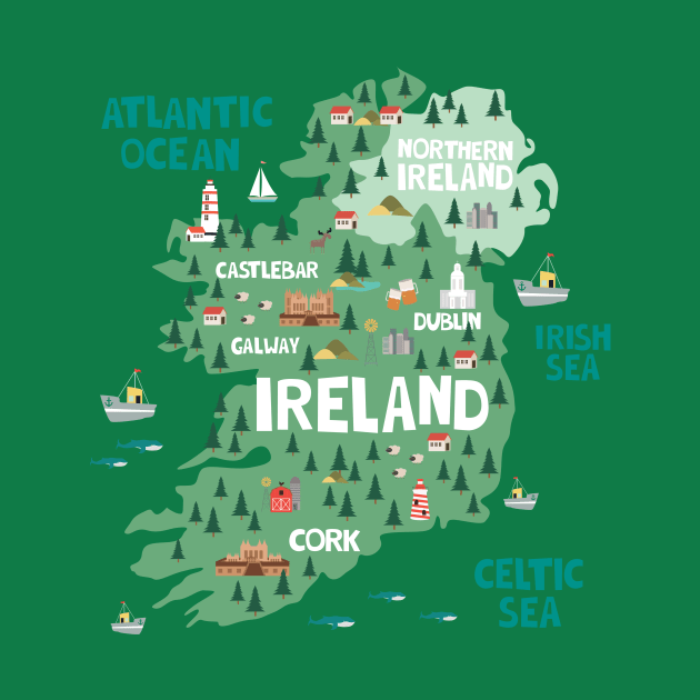 Ireland Illustrated Map by JunkyDotCom