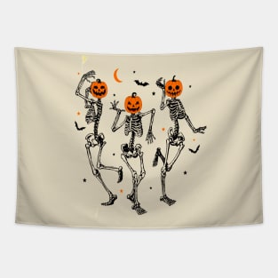 Dancing Skeleton Pumpkin Tapestry