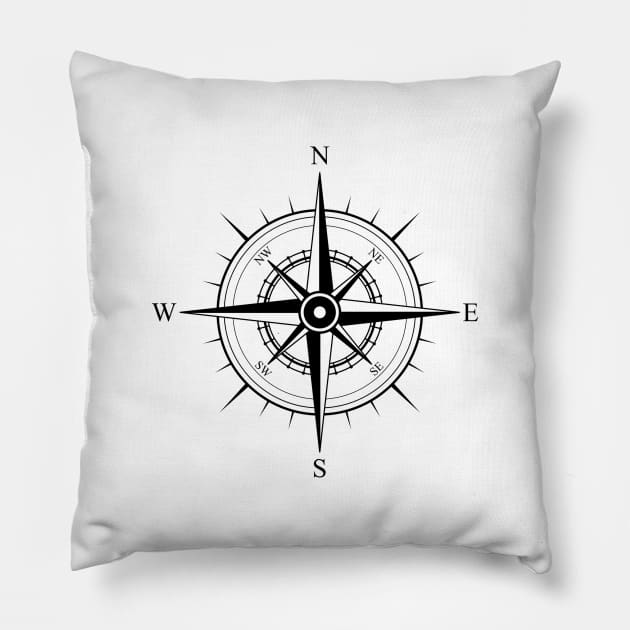 Compass Rose Pillow by Jetmike