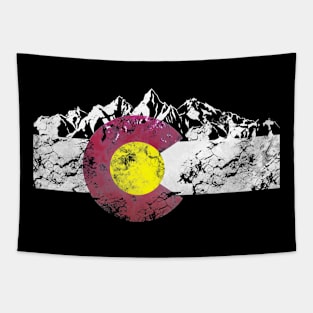 Colorado Flag Mountains Distressed Tapestry