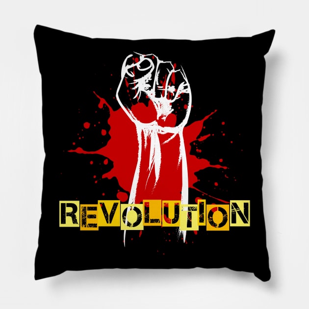 Revolution Raised Fist Pillow by VintageArtwork