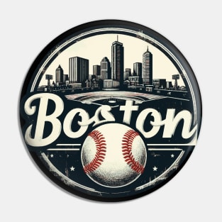 Boston Baseball Field Cityscape Retro Vintage Pin